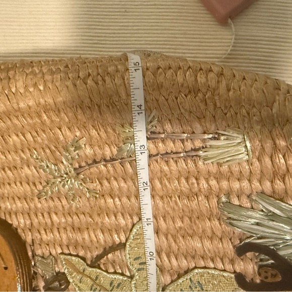 Cappelli Straworld Embroidered Straw Tote Monkey Palm Tropical Beach Bag - Picture 8 of 8